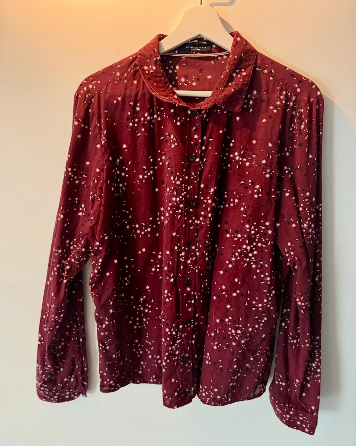 Z.g.a.n. Scotch & Soda blouse maat L, Ophalen of Verzenden, Zo goed als nieuw, Rood, Halswijdte 41/42 (L)