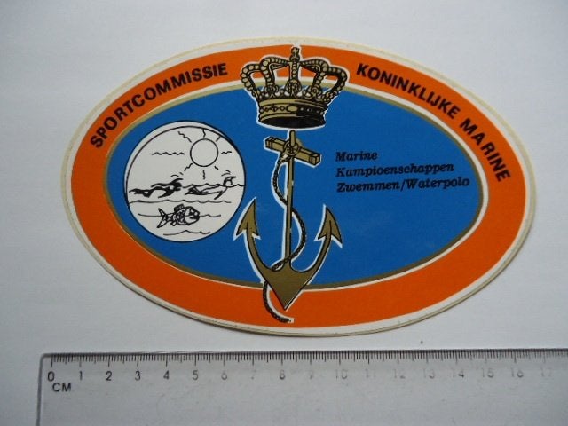 sticker oud Leger MARINE Kampioen zwemmen waterpolo sport, Verzenden, Zo goed als nieuw, Bedrijf of Vereniging