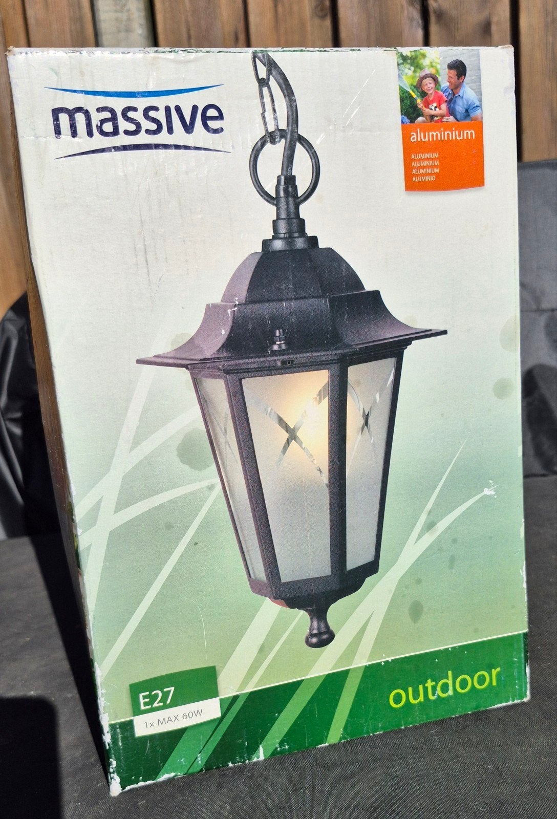 Nieuwe Massive buitenlamp, aluminium, E27, max 60W, Minder dan 50 watt, Ophalen of Verzenden, Netvoeding, Hanglamp