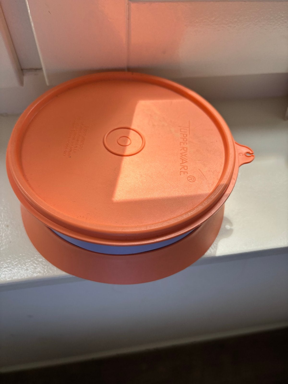 Tupperware Peuterbord met Antislip en Deksel - Oranje/Paars, Gebruikt, Oranje, Ophalen of Verzenden, Met deksel