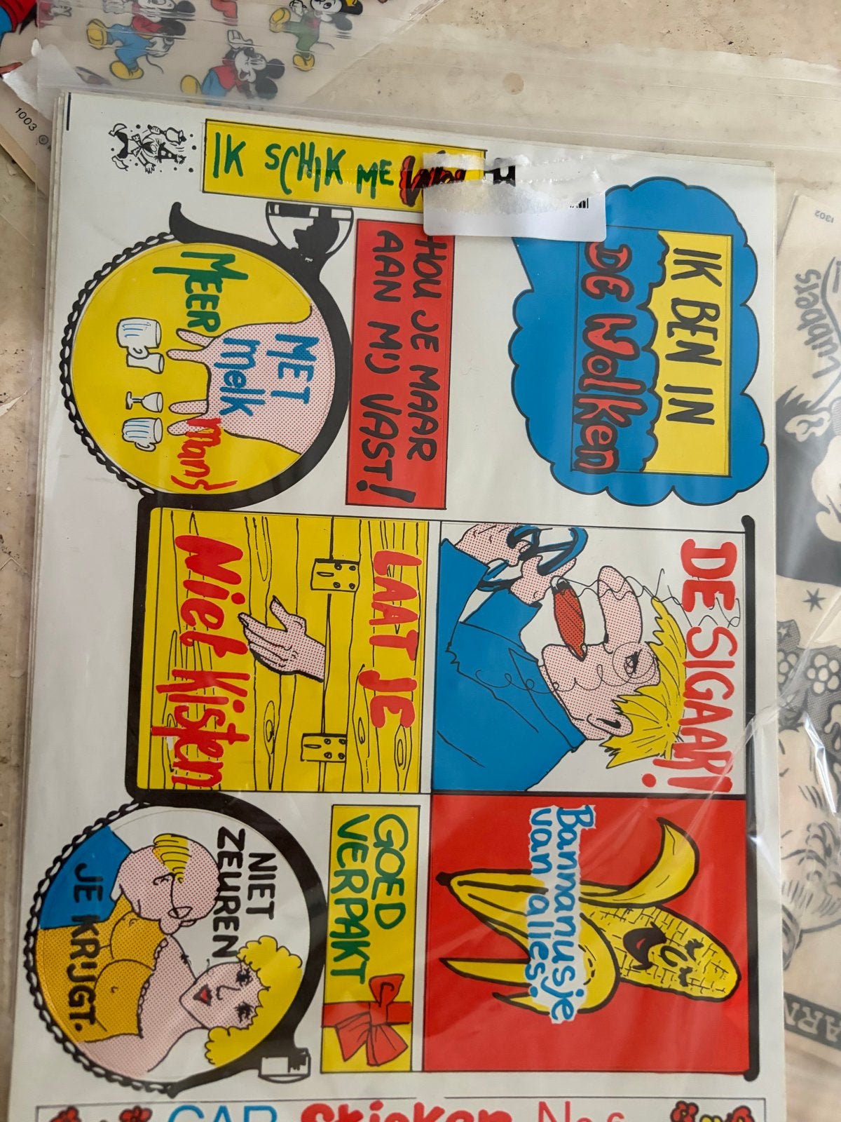 Vintage Car Stickers N.1-5 - Grappige Teksten, Verzamelen, Ophalen of Verzenden, Nieuw, Auto of Motor