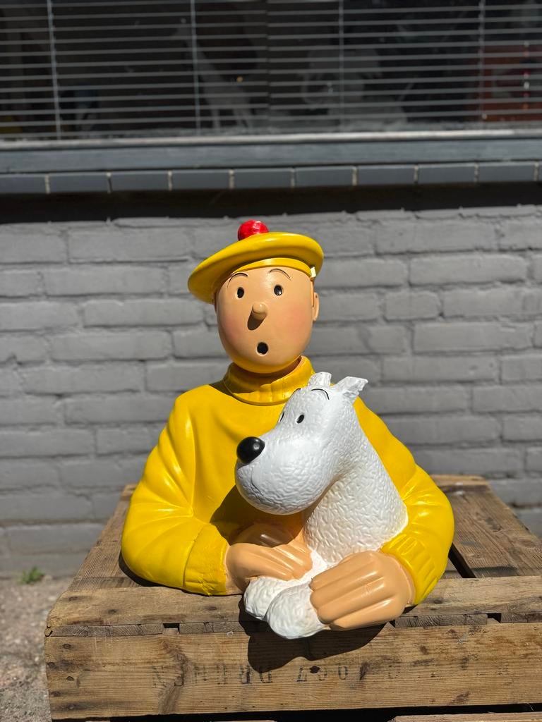 Kuifje en Bobby beeld - Decoratief figuur, Verzamelen, Ophalen, Kuifje, Gebruikt, Beeldje of Figuurtje