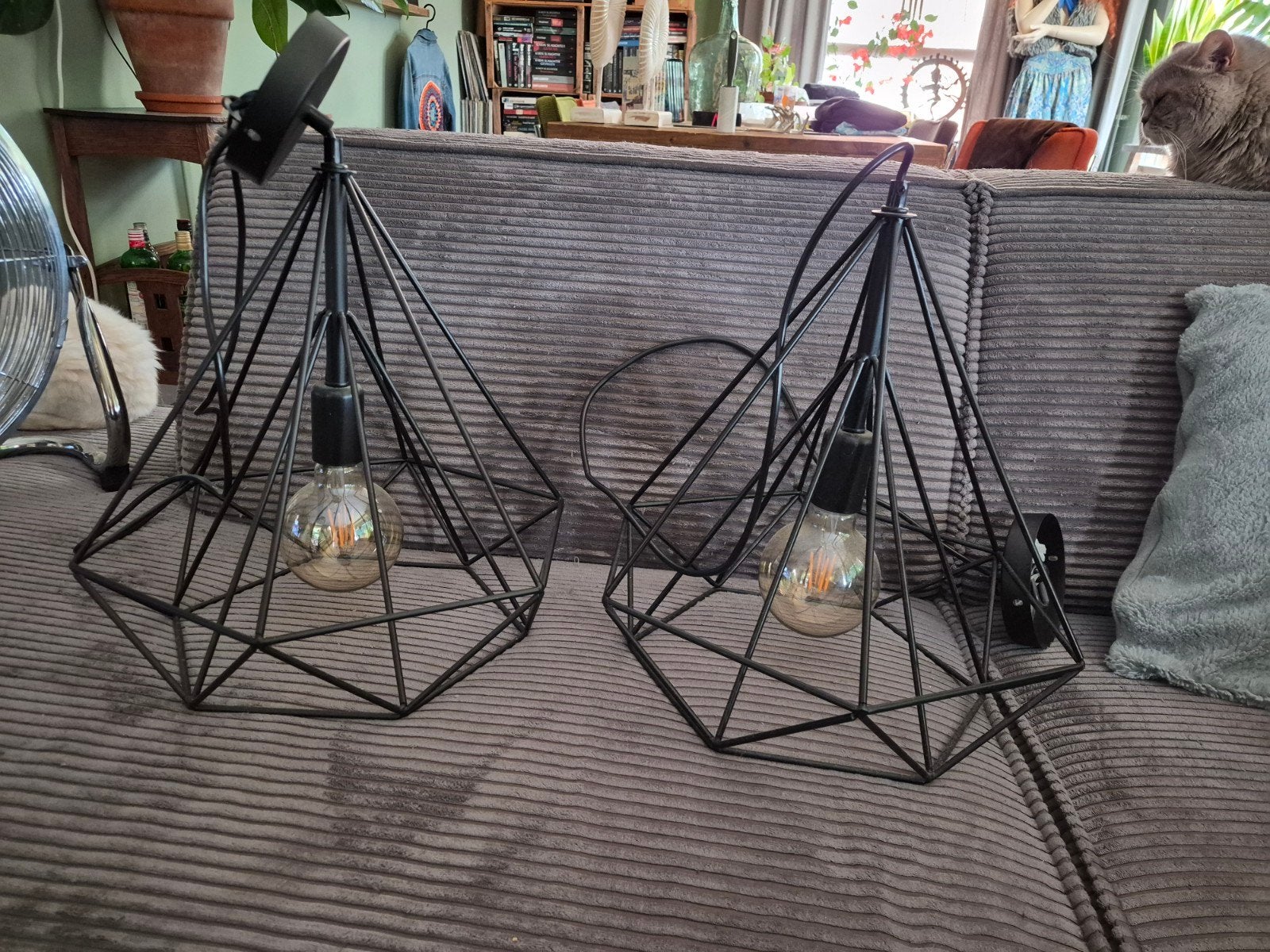 Set 2 metalen lampen, Ophalen