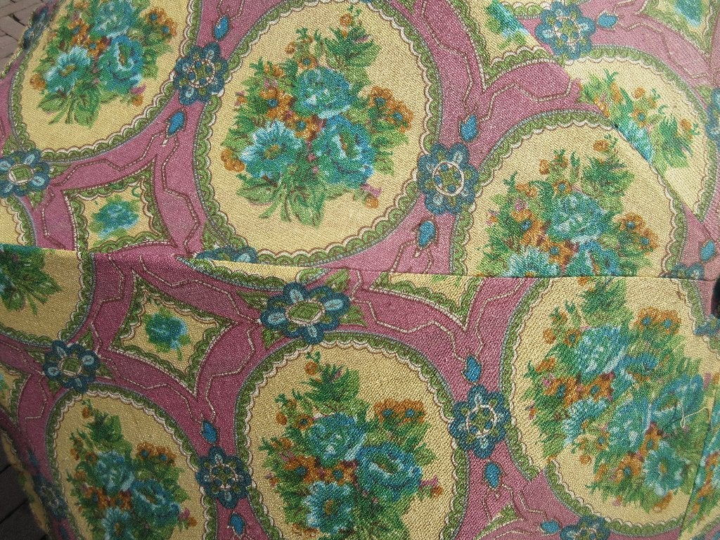 Vintage parasol stoelparasol met bloemen, Tuin en Terras, Ophalen of Verzenden, Gebruikt, 1 tot 2 meter