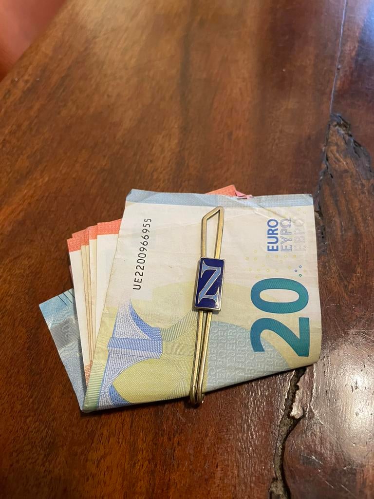Geldclip/klem  met geëmailleerde letter N, Ophalen of Verzenden, Gebruikt, Blauw