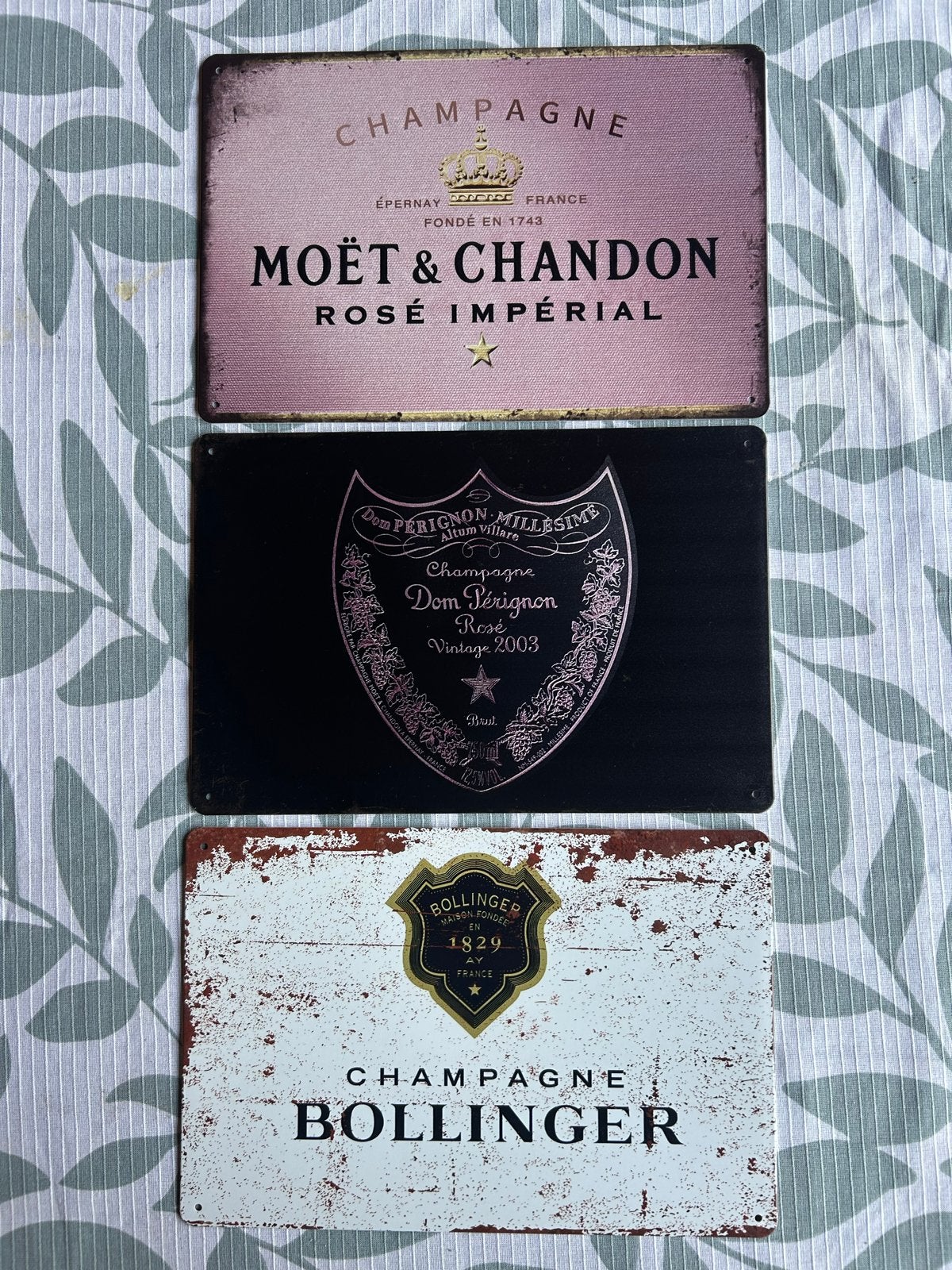 Champagne Reclameborden - Moët, Dom Pérignon, Bollinger, Ophalen of Verzenden, Gebruikt, Reclamebord