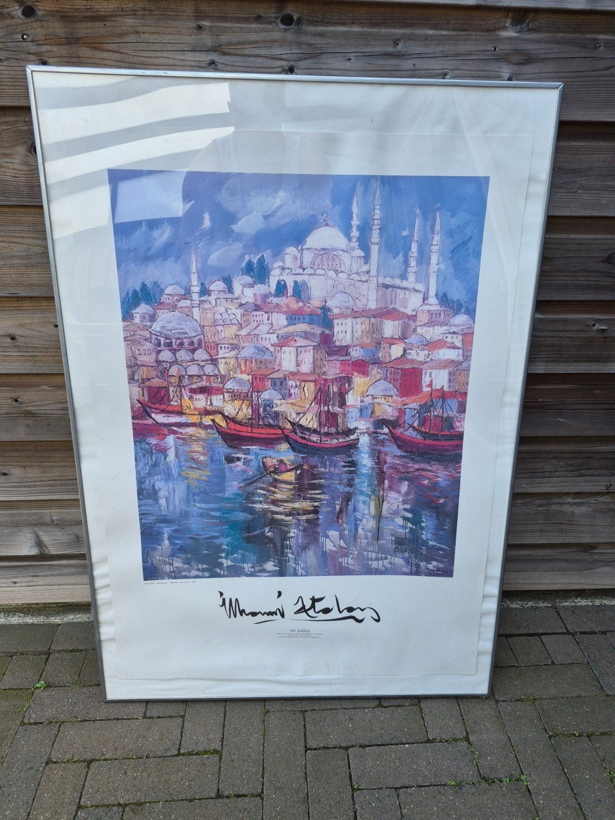 Ingelijste print van Istanbul, gesigneerd, Antiek en Kunst, Kunst | Schilderijen | Klassiek, Realistisch, Print, Ingelijst, Ophalen of Verzenden