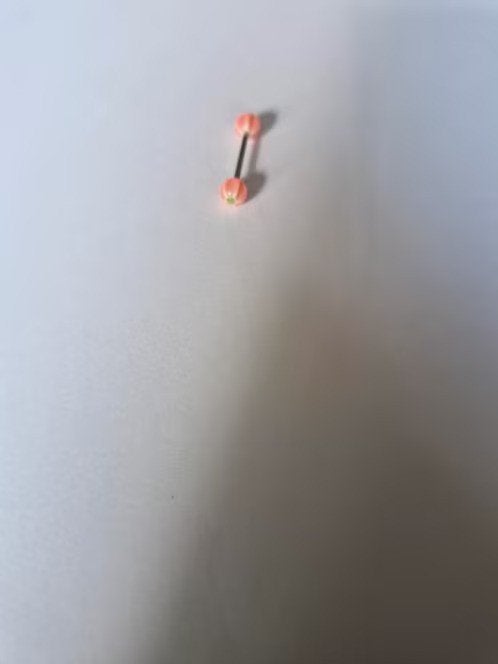 Tongpiercing lichtroze met wit groene ster nr8 h, Sieraden, Tassen en Uiterlijk, Piercings, Tongpiercing, Staal, Onbekend, Nieuw
