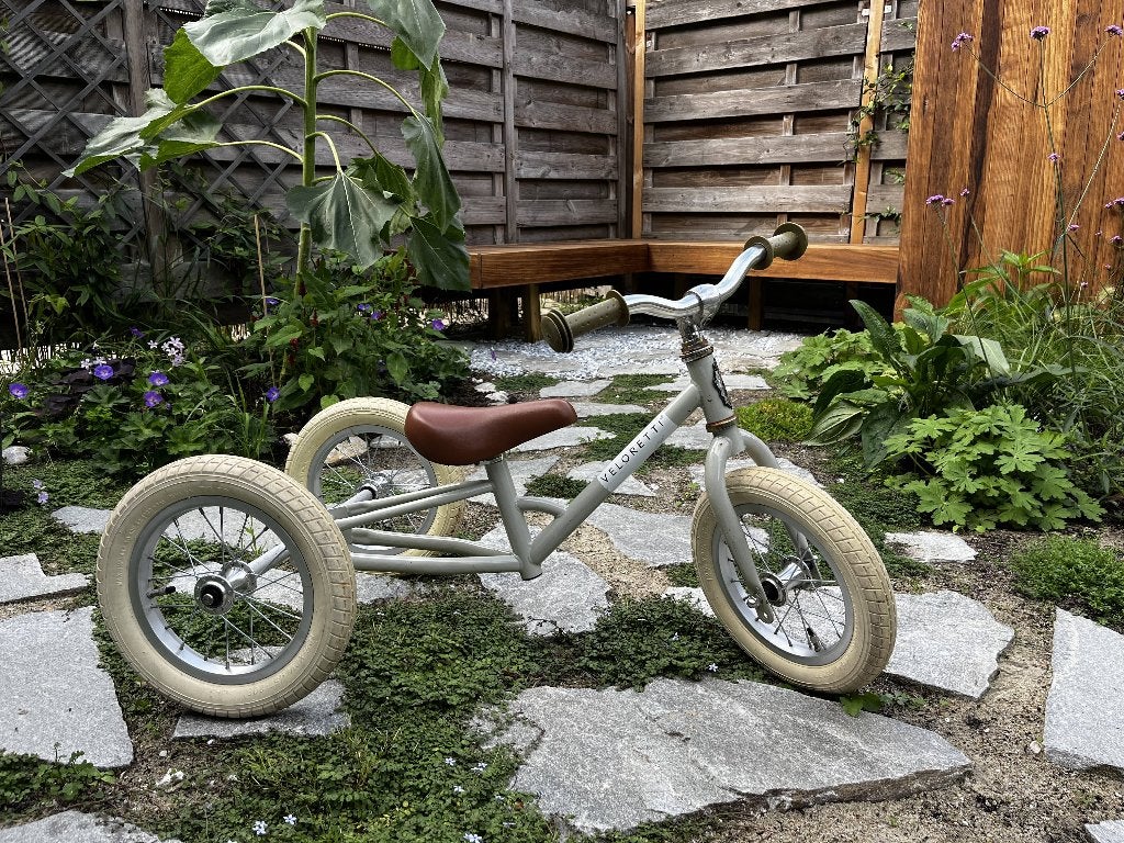 Veloretti Loopfiets Driewieler Tricycle - Grijs/Bruin, Fietsen en Brommers, Ophalen, Gebruikt, Veloretti, Verstelbare zitting
