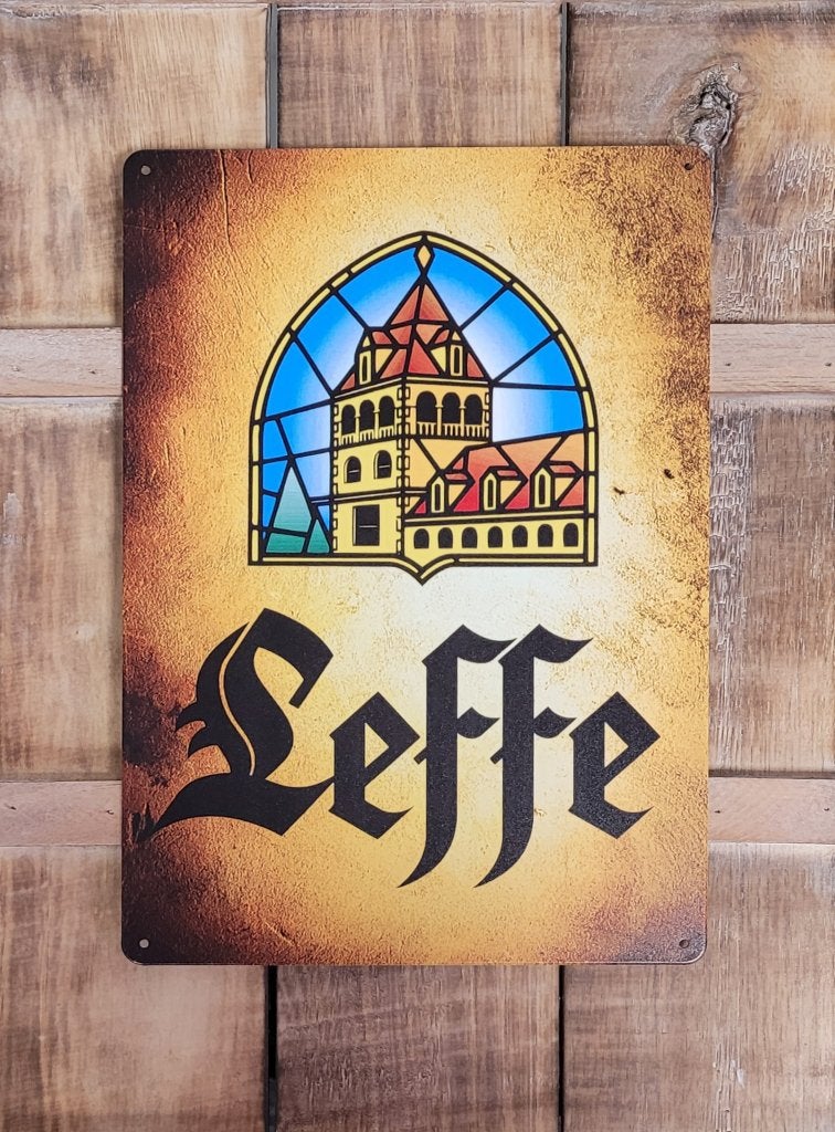 Leffe Bier old look reclamebord van metaal wandbord deco, Ophalen of Verzenden, Nieuw, Reclamebord, Plaat of Schild, Overige merken