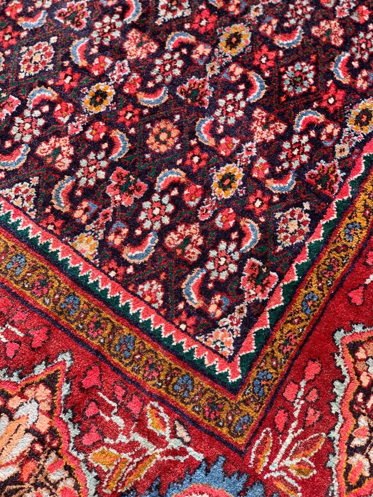 Schitterend Kleurrijk Handgeknoopt Vintage Vloerkleed., Ophalen, Blauw, Zo goed als nieuw, 200 cm of meer