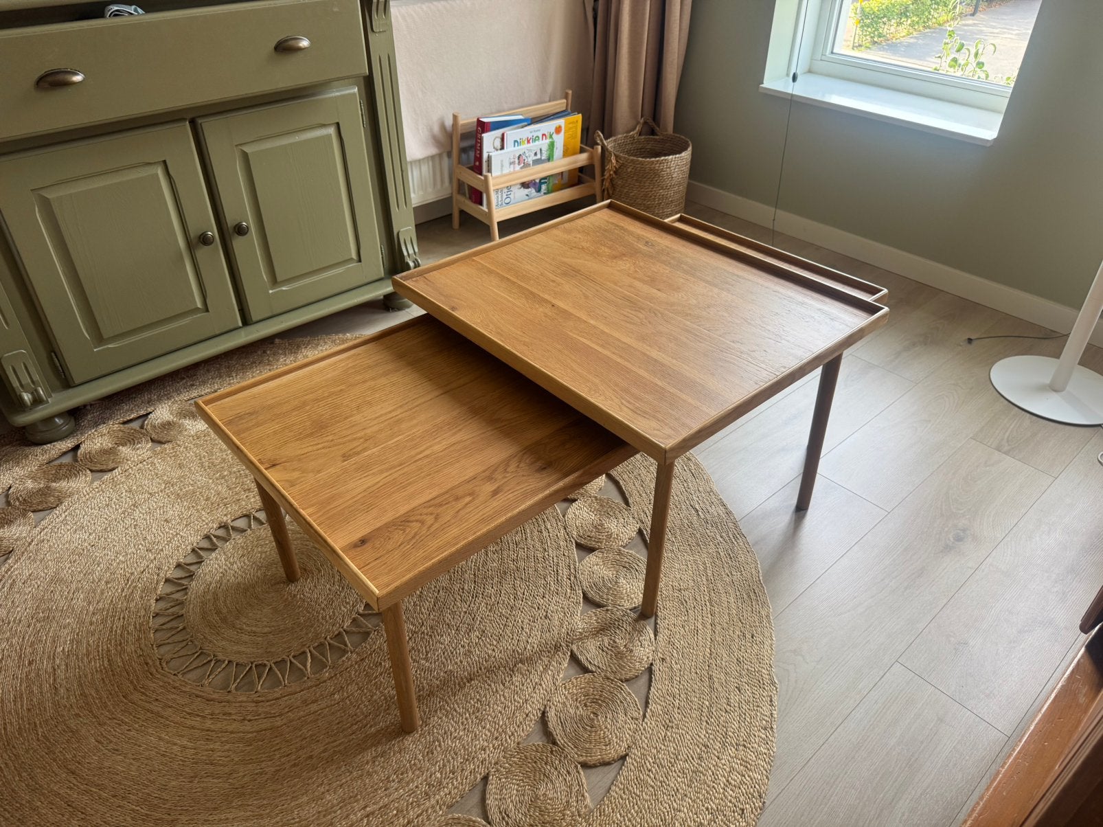 Prachtige set eiken salontafels van Zara Home, Huis en Inrichting, Ophalen, 100 tot 150 cm, 50 tot 100 cm, Zo goed als nieuw