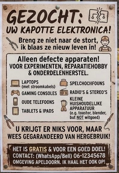 Elektronica gezocht!, Ophalen