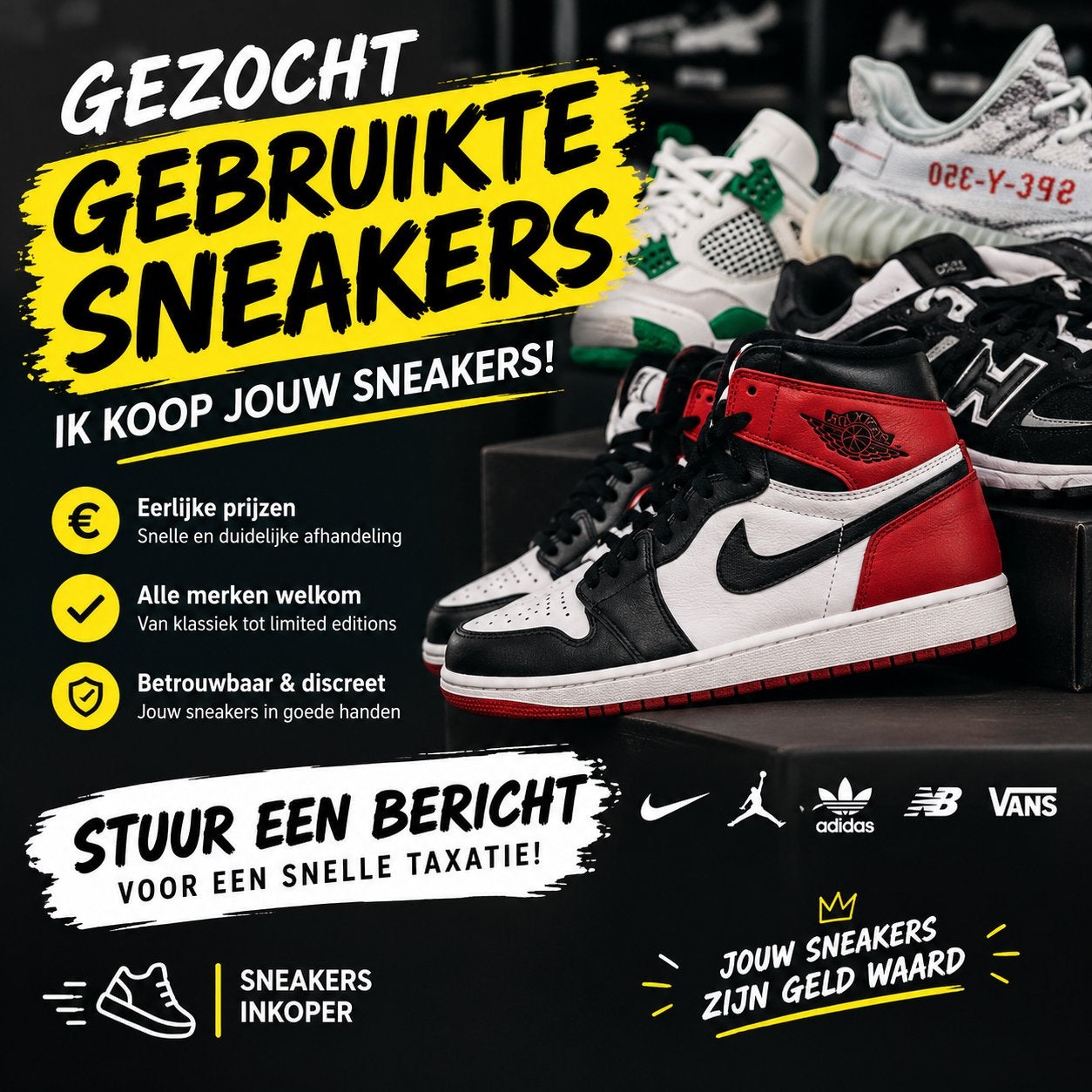 Gezocht: Gebruikte Sneakers - Ik koop jouw sneakers!, Ophalen of Verzenden, Gedragen, Sneakers of Gympen