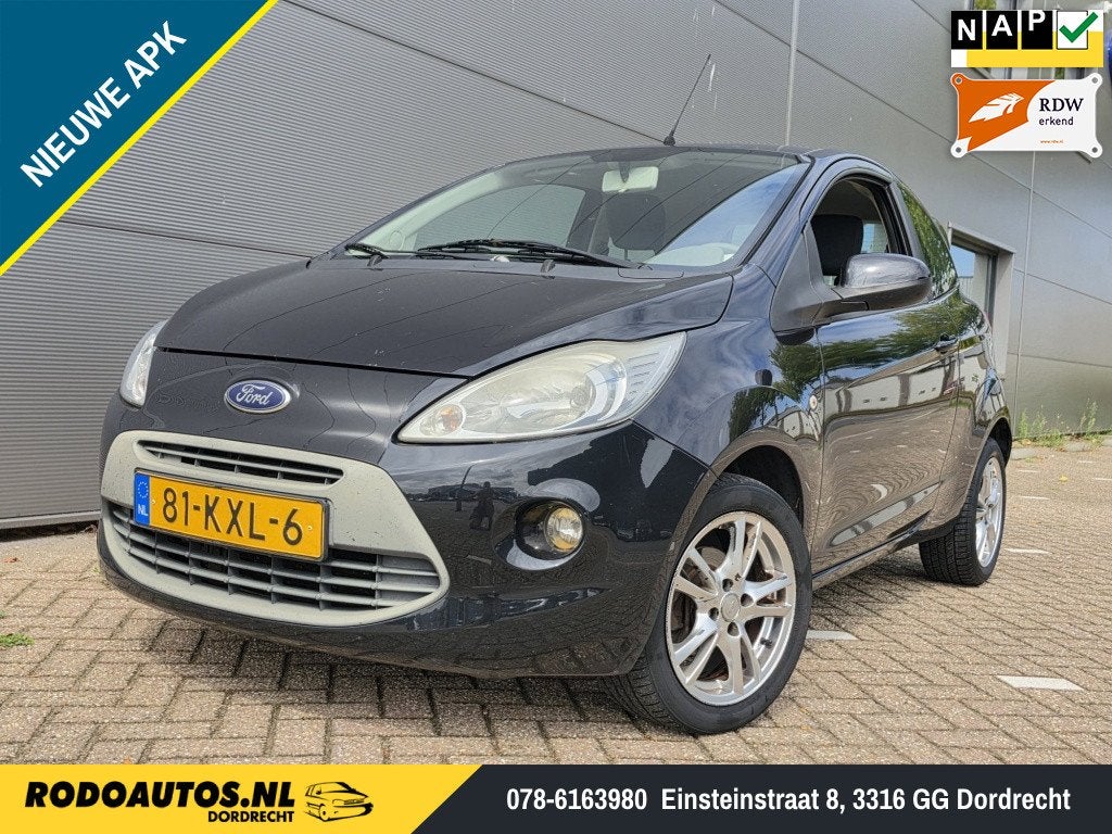 Ford Ka 1.2 Titanium Airco Nieuwe APK ✅ (bj 2010), 1242 cc, 4 cilinders, 4 stoelen, Zwart