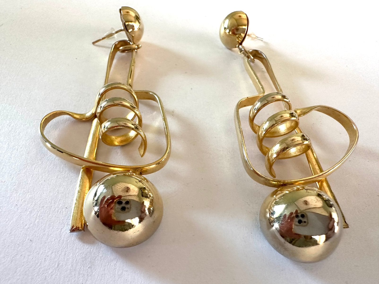Vintage oorbellen 90s, Overige materialen, Verzenden, Goud, Hangers