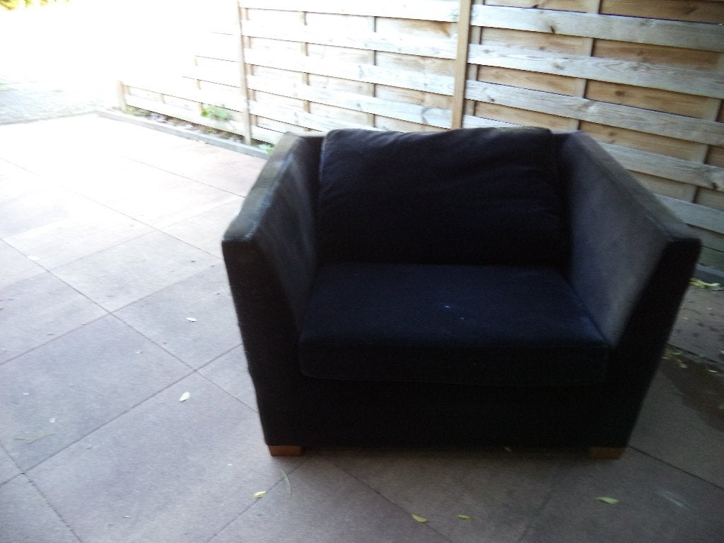 Ikea 1,5 fauteuil 110 cm breed Stockholm collectie 2012, Huis en Inrichting, Ophalen, Hout, Gebruikt, Zwart
