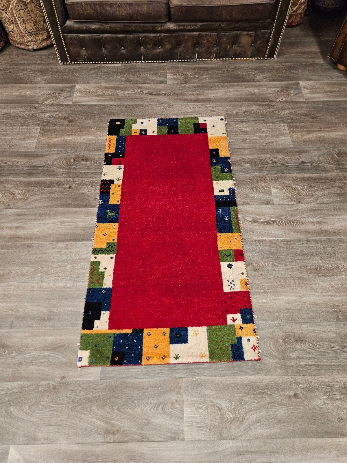 Perzisch Handgeknoopt Gabbeh Tapijt. Mooie dikke kwaliteit, 100 tot 150 cm, Perzisch, Crème, Zo goed als nieuw