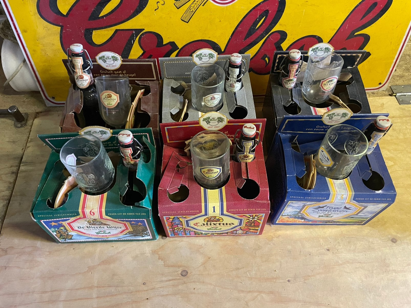 Grolsch Glas en 1 volle fles, Ophalen, Zo goed als nieuw, Flesje(s), Grolsch