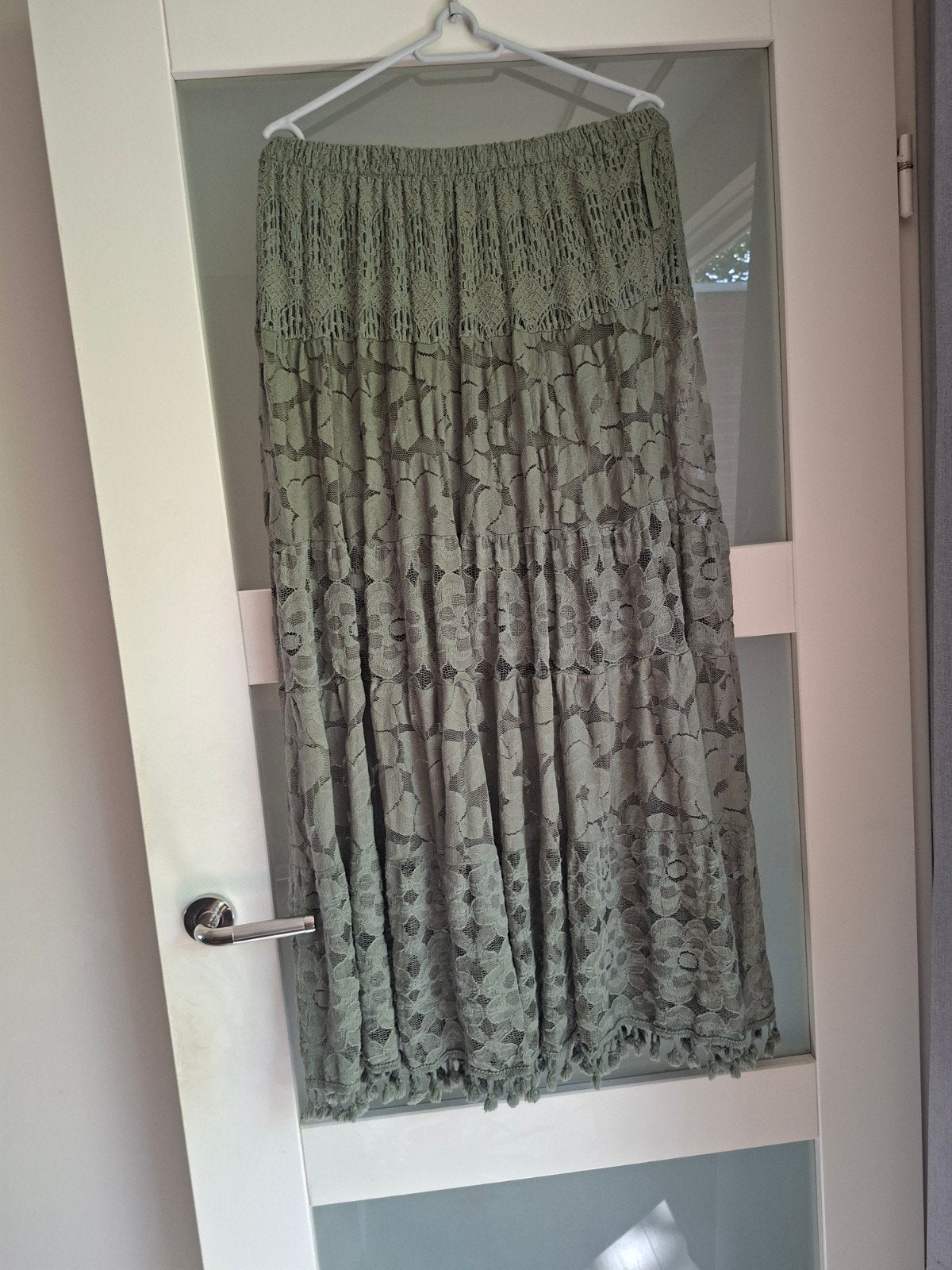 Rok groen ibiza style maat 42/44, Kleding | Dames, Maat 42/44 (L), Ophalen of Verzenden, Zo goed als nieuw, Onder de knie