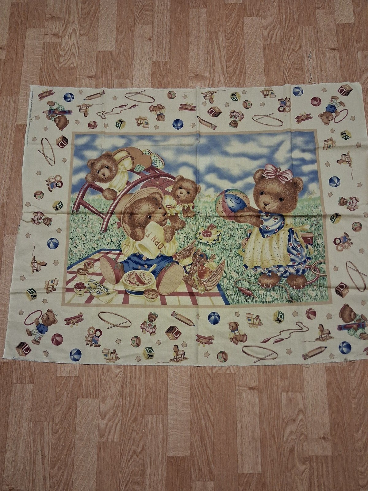 Vintage Beren Stof Paneel - Lehmann & Weber Collecties, Hobby en Vrije tijd, Meerkleurig, Nieuw, Ophalen of Verzenden, 30 tot 120 cm
