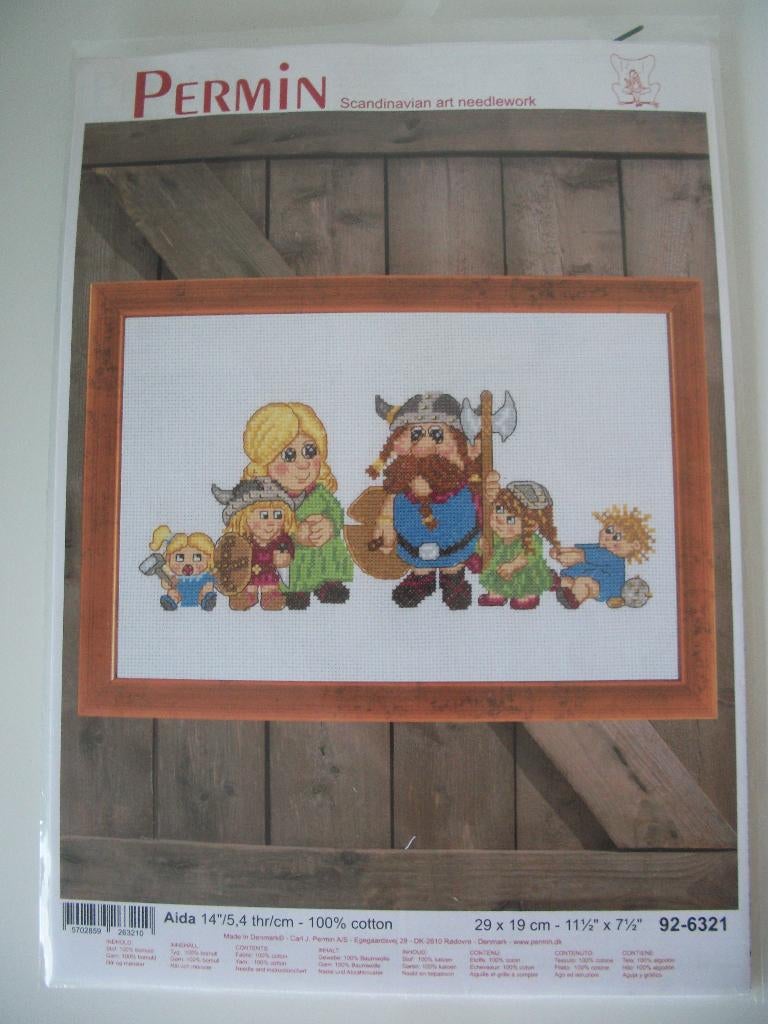 Borduurpakket - Viking Familie 29 x 19 cm - Permin - Nieuw, Ophalen of Verzenden, Nieuw, Handborduren, Borduurpakket