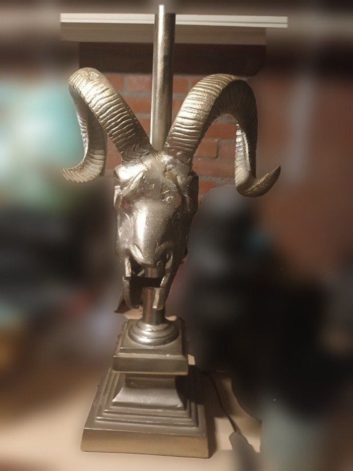 Vintage bronzen ramshoofd lampvoet, Antiek en Kunst, Ophalen