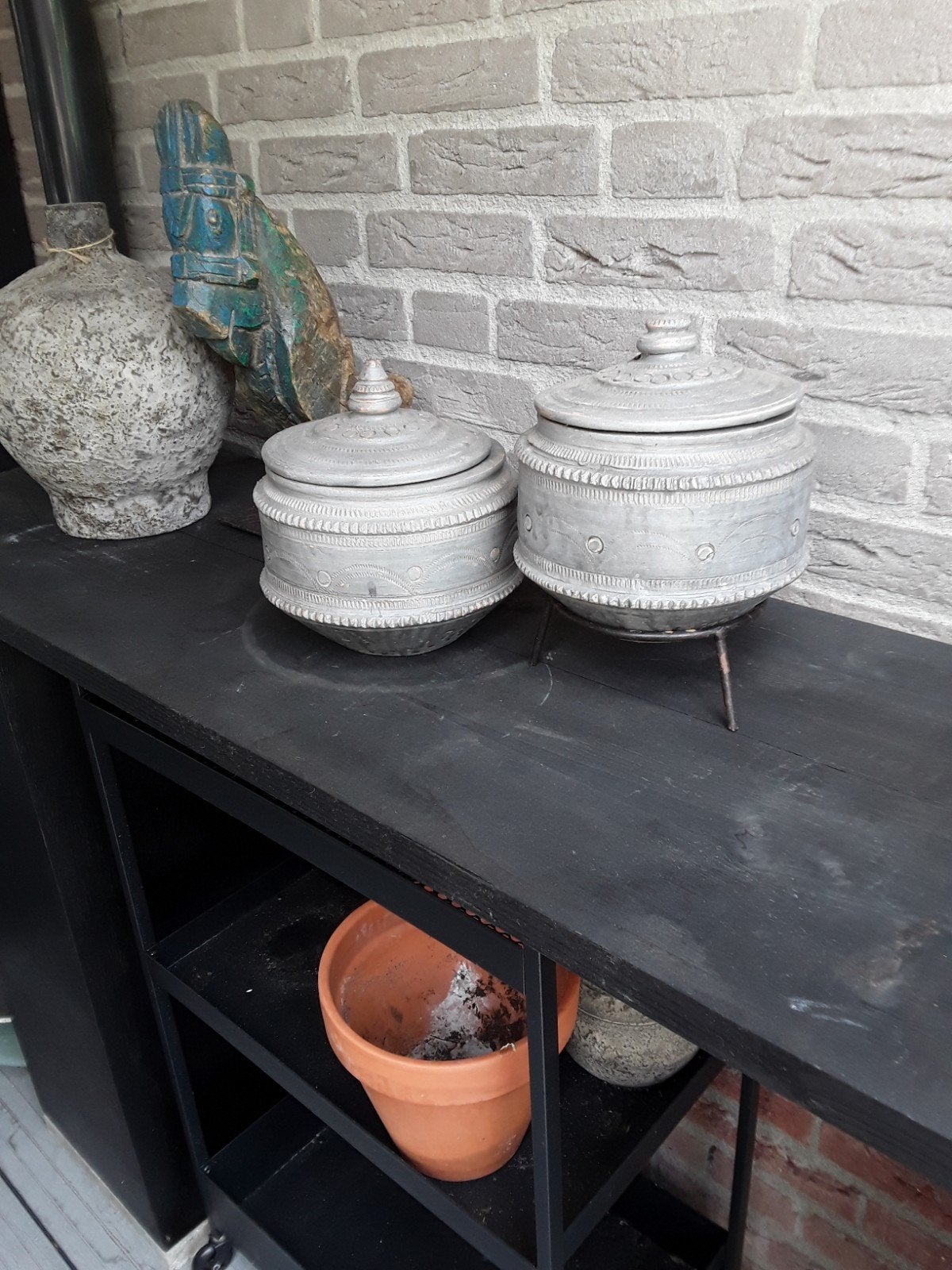 2 landelijke potten met deksel, Ophalen