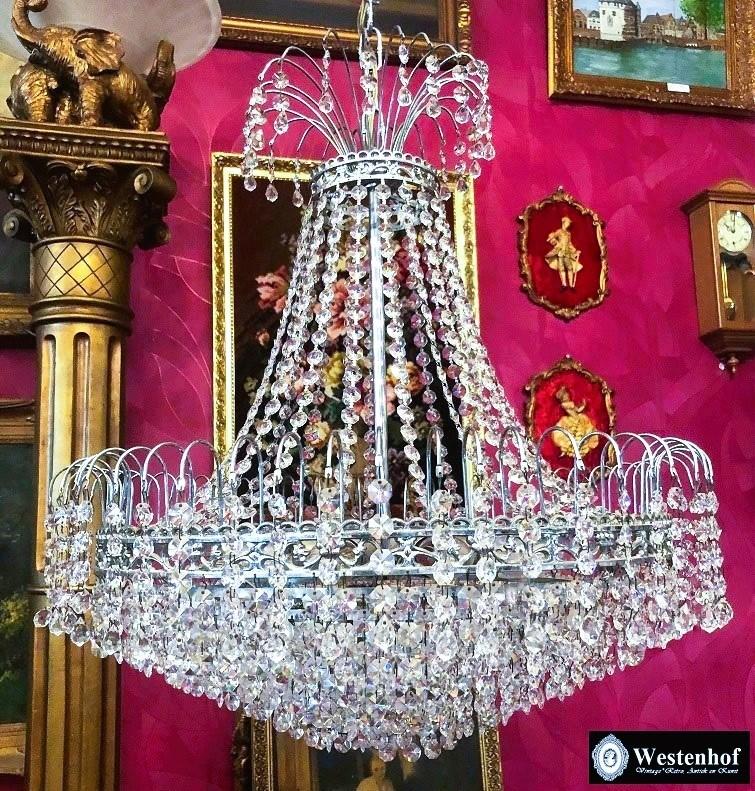 Kristallen kroonluchter swarovski zakkroonluchter - zilver, Huis en Inrichting, Lampen | Kroonluchters, Ophalen, Zo goed als nieuw