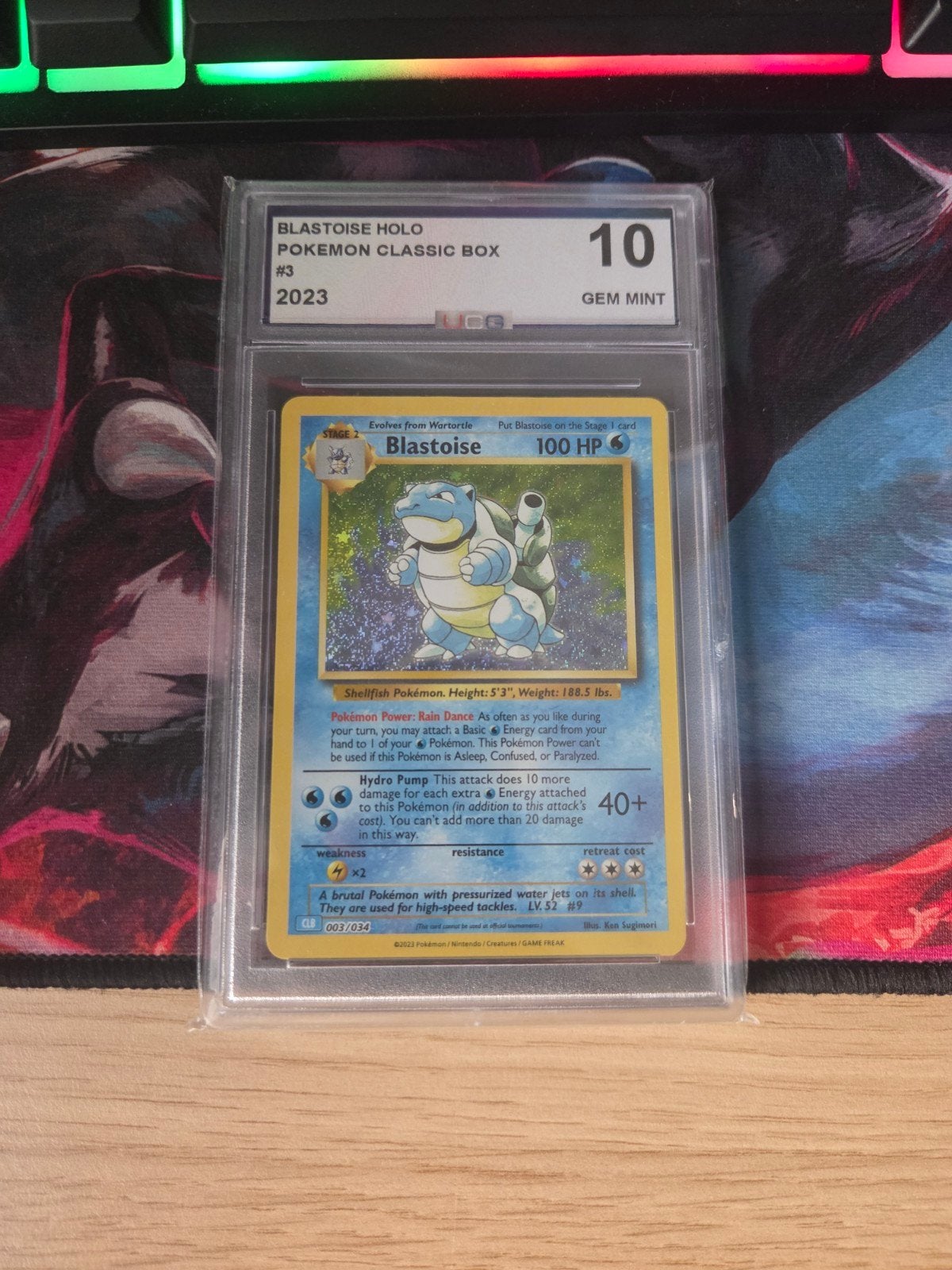 Blastoise CLB 003 UCG 10, Ophalen of Verzenden, Zo goed als nieuw, Losse kaart, Foil