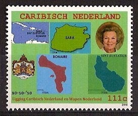 Caribisch Nederland 1 postfris Wapen, Vlag, Landkaart 2010, Ophalen of Verzenden, Postfris