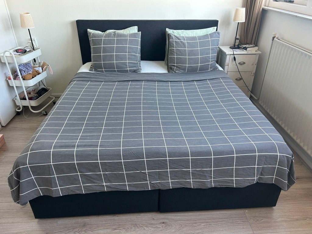 Boxspring Antraciet 180 x 200, Ophalen, Gebruikt, Tweepersoons, 180 cm
