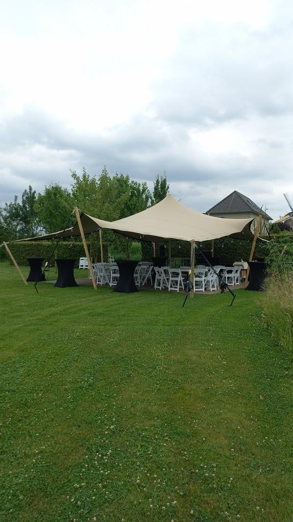 Stretchtent 10,5x10 meter, complete set met douglas hout, Tuin en Terras, Partytenten, Nieuw, Overige typen, Minder dan 5 meter
