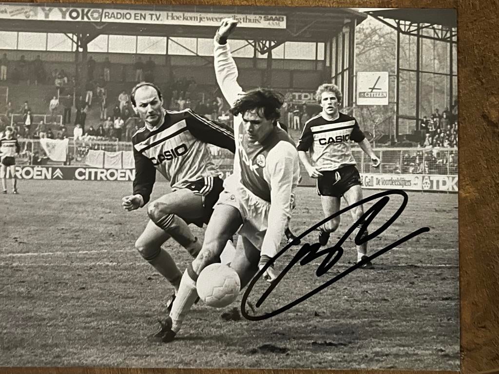 Gesigneerde Marco van Basten Ajax 21x17cm!, Verzamelen, Sportartikelen en Voetbal, Zo goed als nieuw, Poster, Plaatje of Sticker