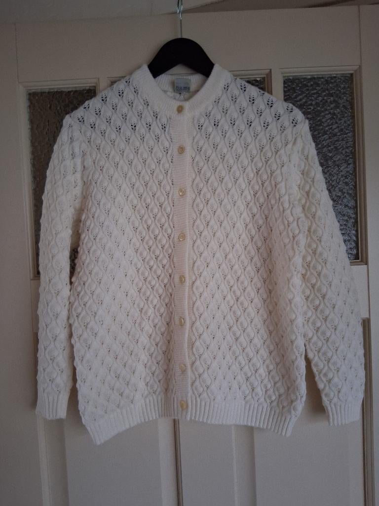 Prachtig vintage gebreid vestje, roomwit maat 38, Kleding | Dames, Maat 38/40 (M), Verzenden, Wit, Dralon