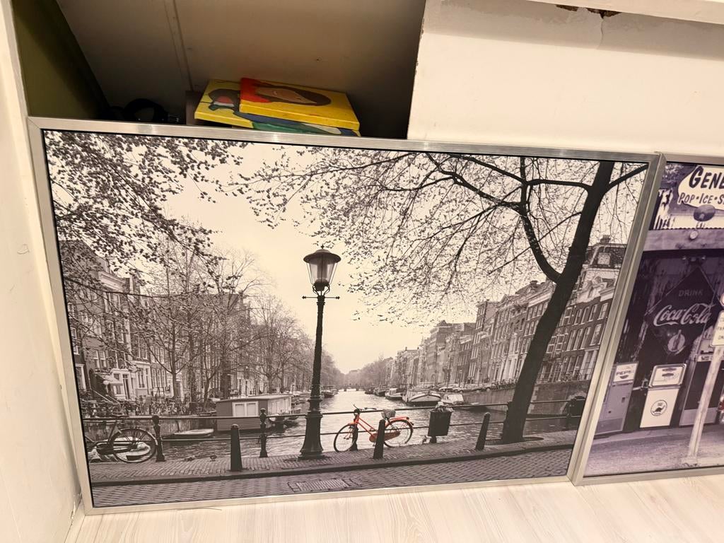 3 IKEA Schilderijen - Amsterdam & USA, 125 cm of meer, Ophalen of Verzenden, Zo goed als nieuw, Schilderij