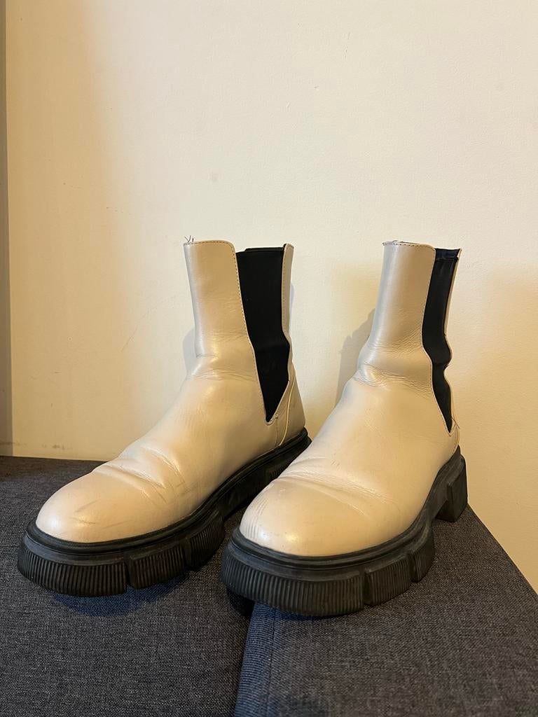Zara Beige Chunky Enkellaarsjes, Beige, Lage of Enkellaarzen, Ophalen of Verzenden, Gedragen