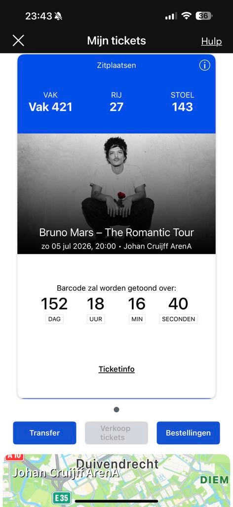 BRUNO MARS, Tickets en Kaartjes, Eén persoon, Juli