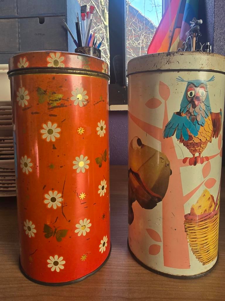 Twee Antieke Beschuitblikken, Antiek en Kunst, Verzenden