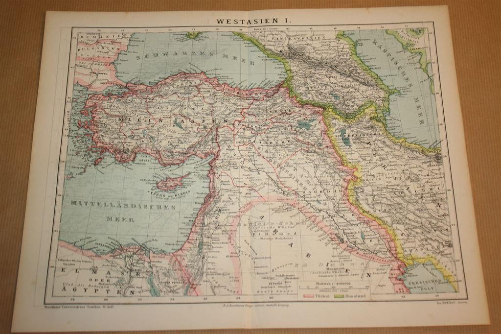Antieke kaart - Turkijie, Syrië, Palestina etc. - 1885 !!, Gelezen, Ophalen of Verzenden, Landkaart, 1800 tot 2000