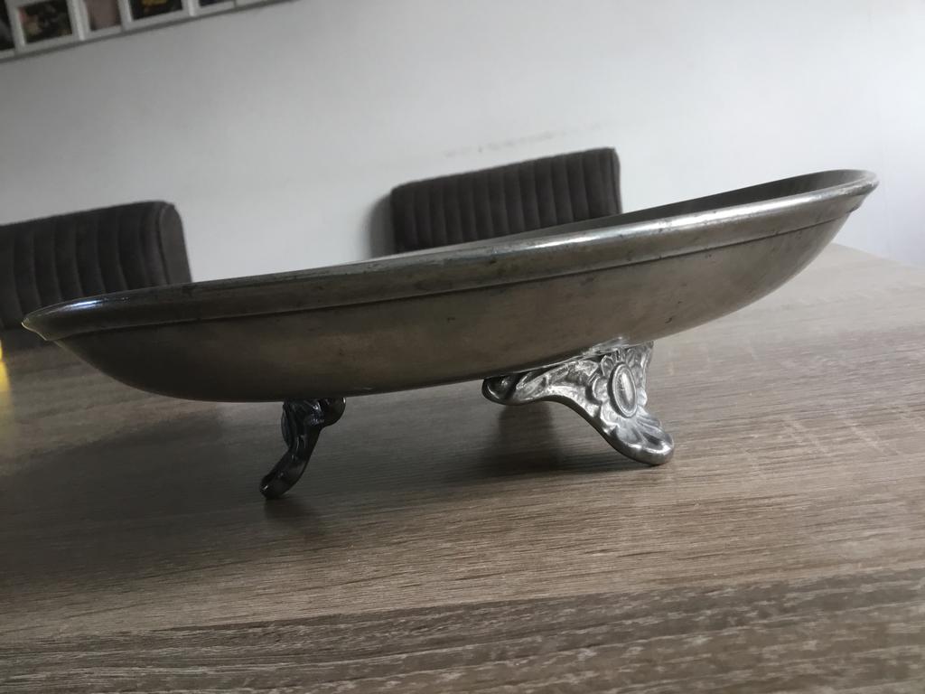 Vintage Schaal Tin op sierlijke pootjes, Antiek en Kunst, Ophalen