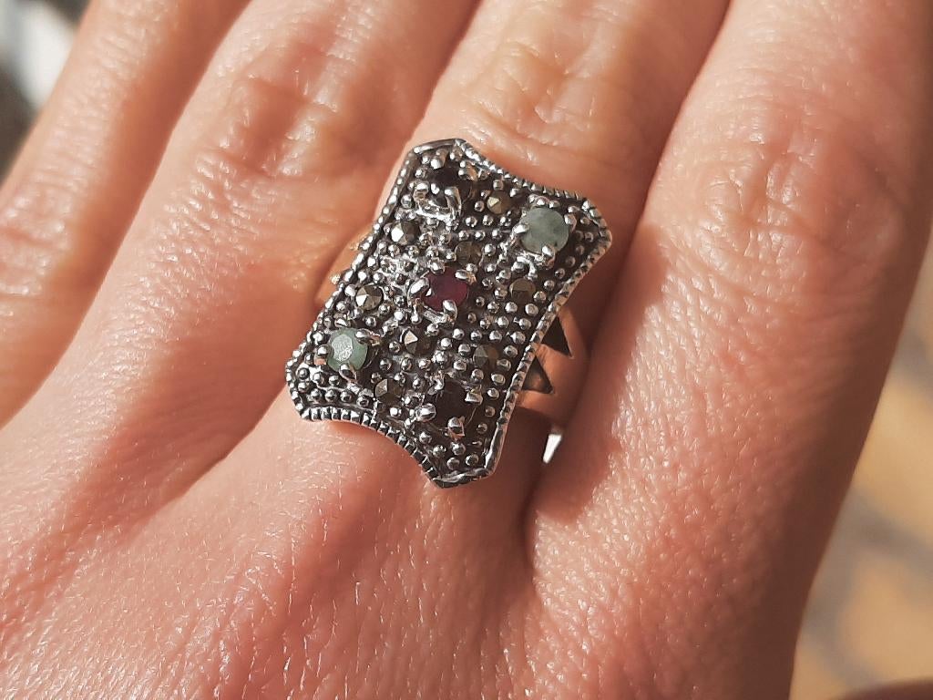 Vanoli 925 zilveren ring markasiet robijn saffier maat 17, Daiva1973@hotmail.com, Vanoli, Amsterdam, Nieuw