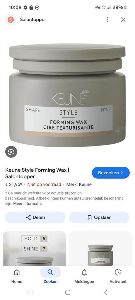 Te koop gevraagd: Keune forming wax, Ophalen of Verzenden, Gel, Wax, Haarlak of Mousse