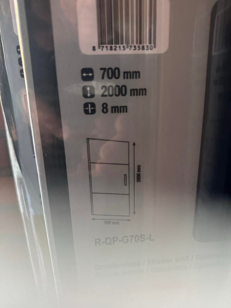 Nieuwe douchedeur 700mm  70cm  in doos ongeopend, Doe-het-zelf en Verbouw, Sanitair, Ophalen of Verzenden, Nieuw, Glas, Douche