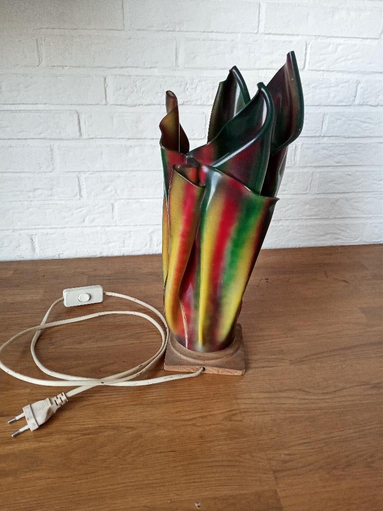 Nog 5 dagen: Unieke tafellamp Georgia Jacob stijl., Ophalen of Verzenden, Gebruikt, Hout, Minder dan 50 cm