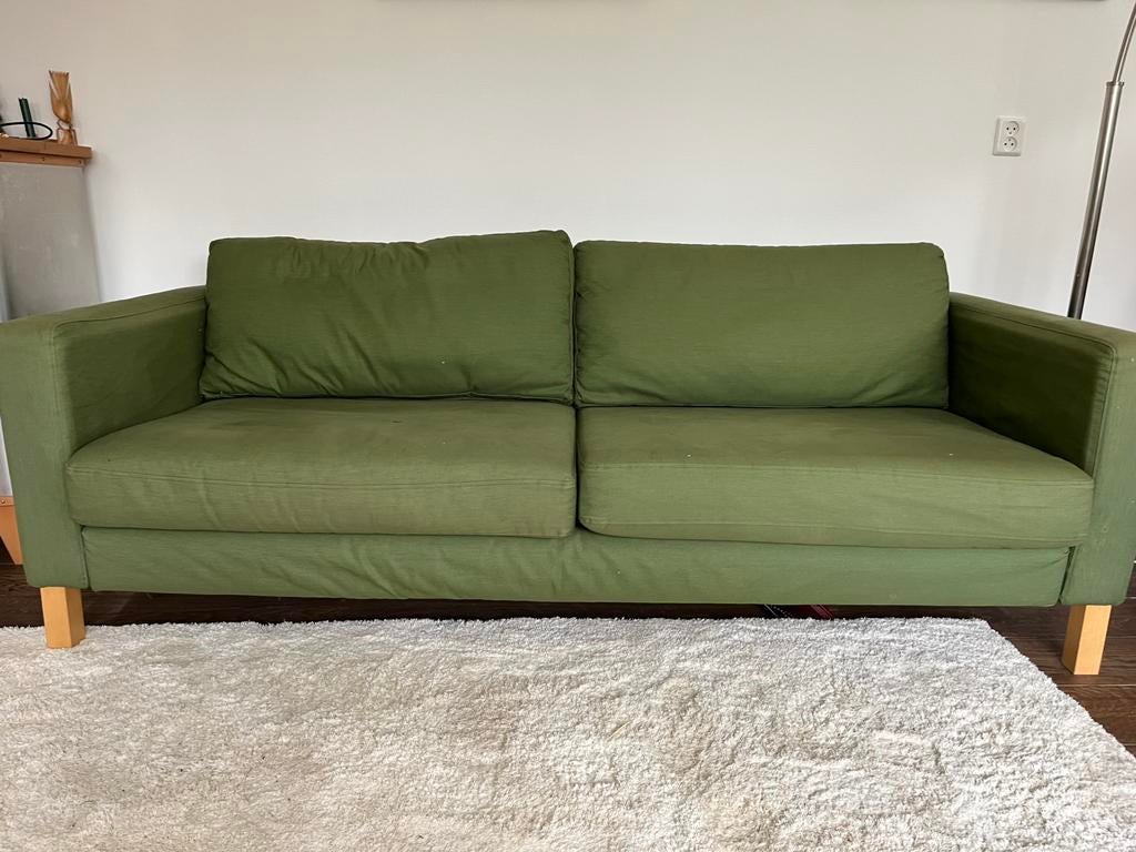 Karlstad groene bank van Ikea, Huis en Inrichting, Zie foto, Gebruikt, Driepersoons, 75 tot 100 cm