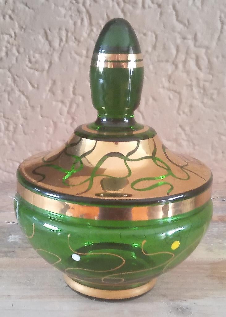 Vaas Groen Bohemia, Overige kleuren, Ophalen of Verzenden, Minder dan 50 cm, Glas
