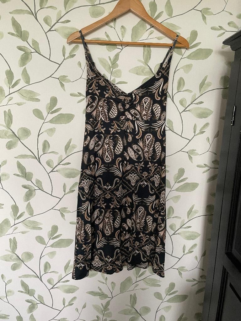 Geisha Noa jurk zomerjurk zwart beige crème paisly small 36, Geisha, Zwart, Ophalen of Verzenden, Zo goed als nieuw