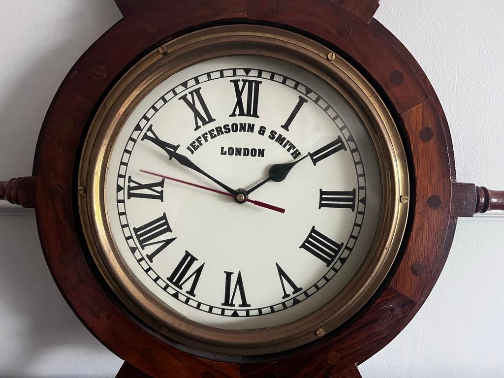 Vintage maritieme klok in  roerdesign, Antiek en Kunst, Ophalen of Verzenden