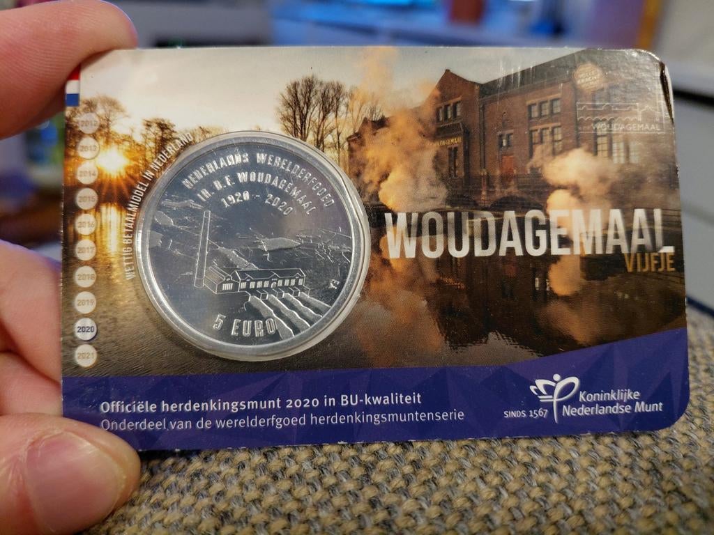 5 Euro 2020 Werelderfgoed Woudagemaal, Ophalen of Verzenden, Koning Willem III, Euro's, Losse munt